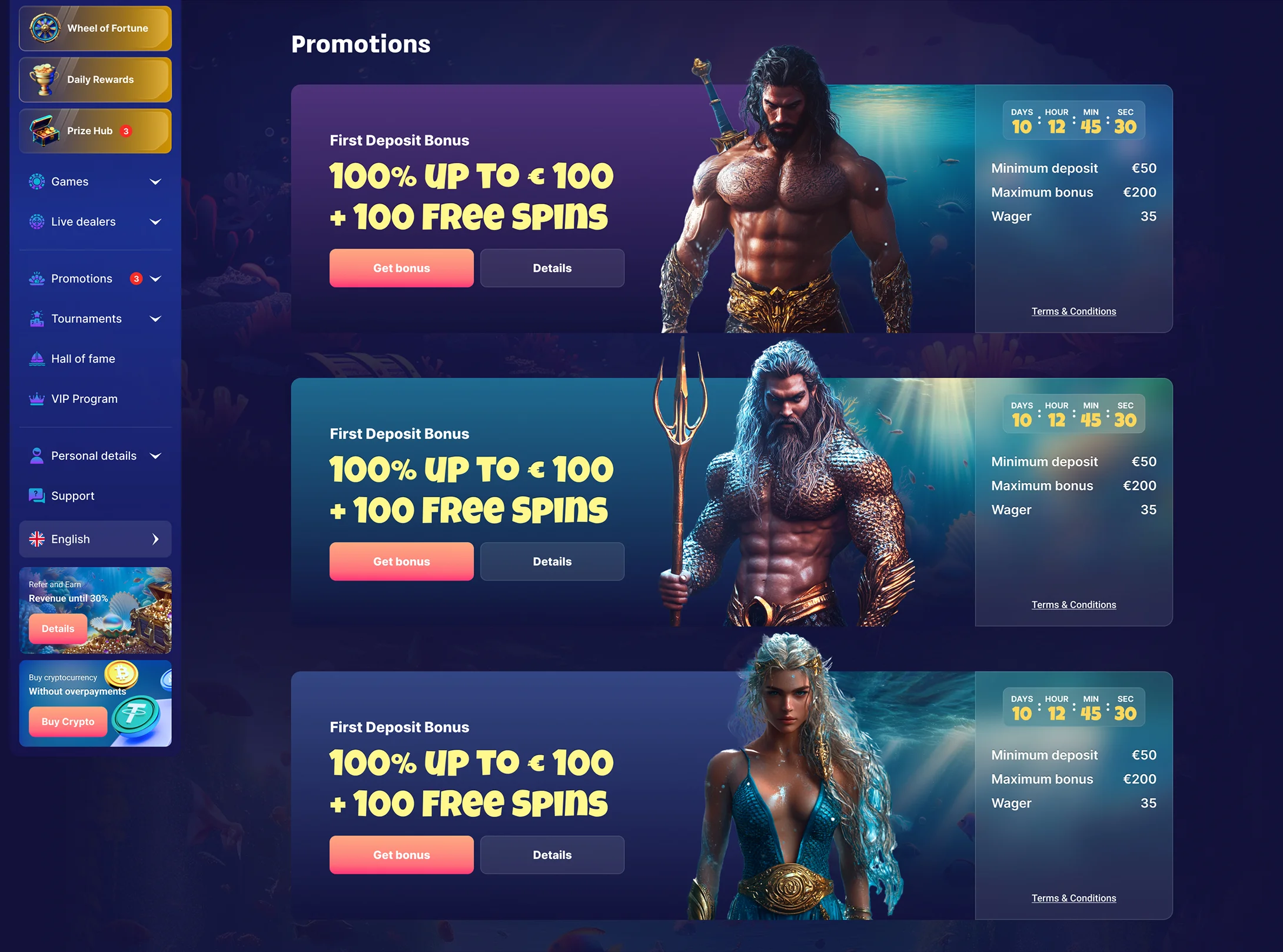 Triton Slots Bonuses and Promotions